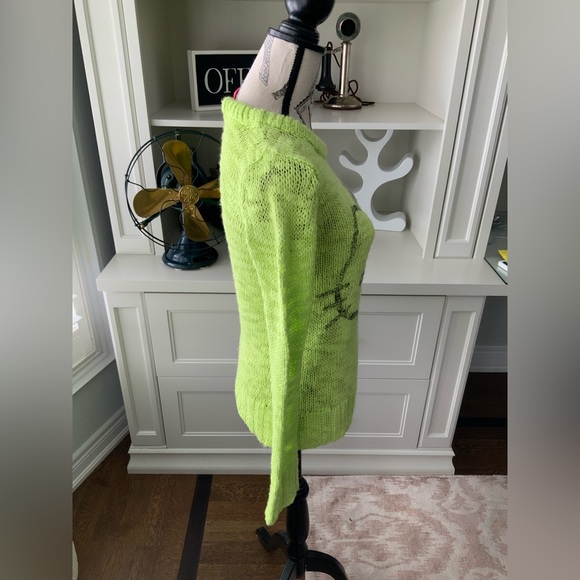 Y2K SANRIO HELLO KITTY Bright Green Graphic Knitted Women’s sweater SZ Medium - Picture 10 of 10